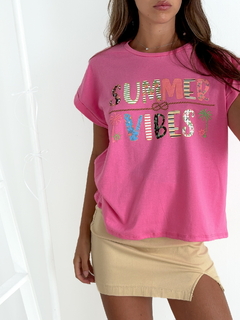 Remera amplia manga rebatible Summer Vibes - comprar online