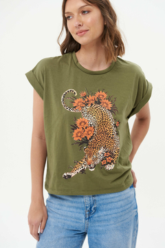 Remera amplia manga rebatible Tigre flores - tienda online