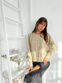 Sweater amplio con trenzas y calado de rombos a los costados Sorrento - comprar online