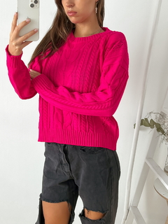 Sweater amplio con trenzas y calado de rombos a los costados Sorrento - comprar online