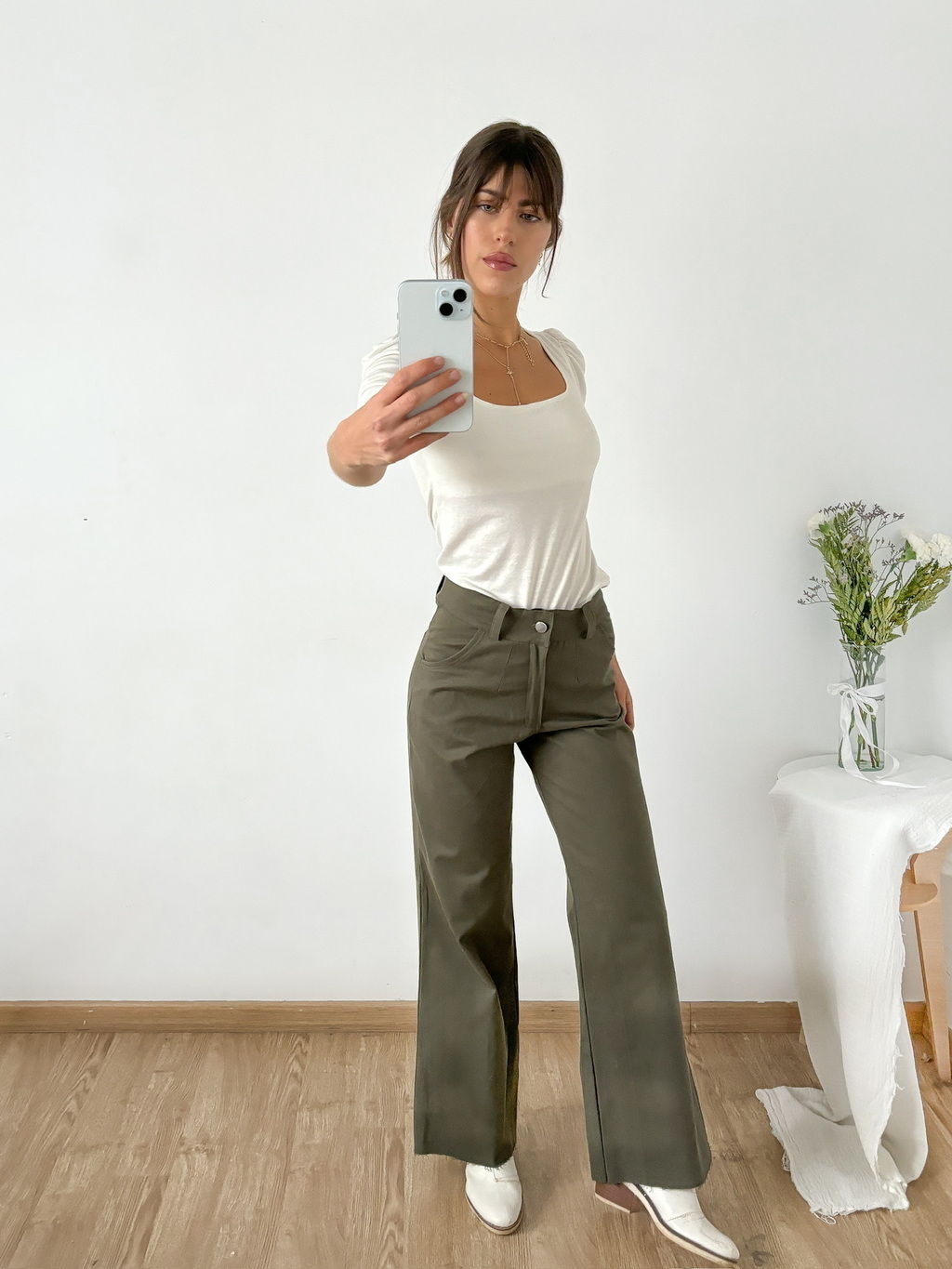 Pantalon gabardina verde sale