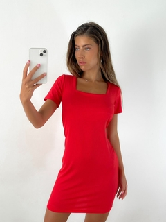 Vestido morley viscosa escote cuadrado Symone - tienda online