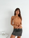 Top lino spandex volado y bretel fino Ragusa - tienda online