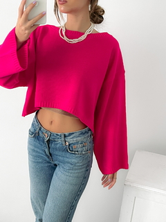 Sweater manga oxford y cuello bote Yvonne - tienda online