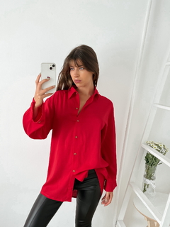 Camisa lino spandex con canesu y tabla en la espalda Zoya - tienda online