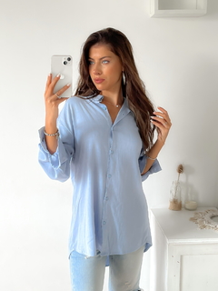 Camisa lino spandex con canesu y tabla en la espalda Zoya en internet