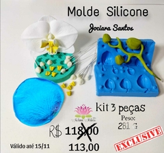 KIT MOLDES DE SILICONE 3 PEÇAS JOCIARA SANTOS (COLUNA E SEMENTE,PETALA DA ORQUÍDEA,BOTOES DE ORQUÍDEA)