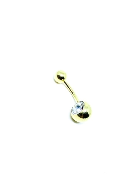 Piercing para Umbigo Dourado Básico Pedra Branco - comprar online