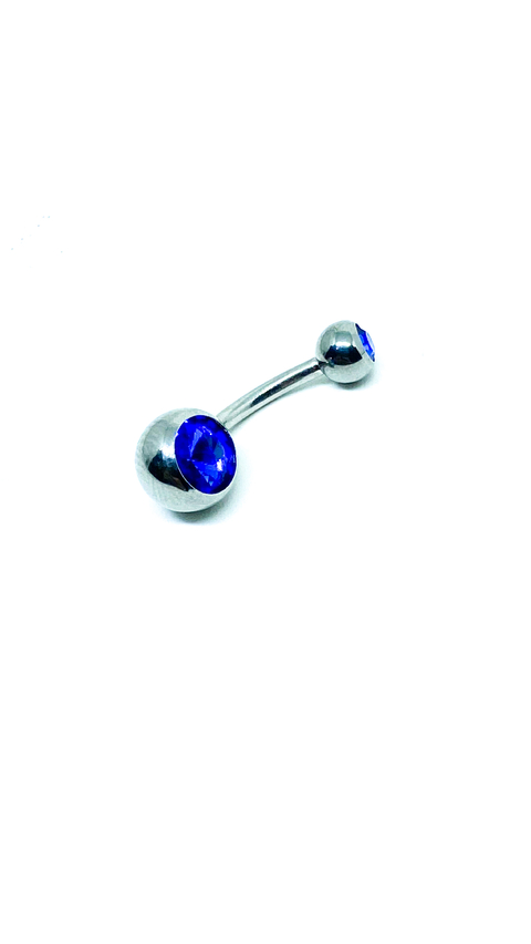 Piercing Umbigo Prata Básico Pedra Zinconia Azul - comprar online