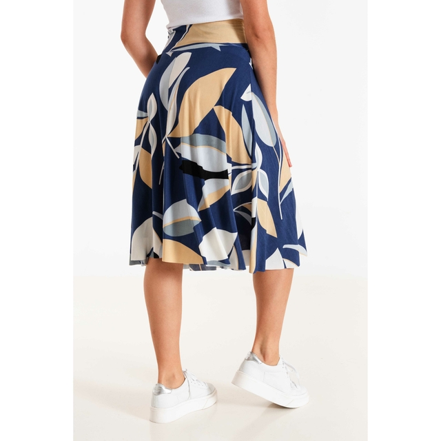 POLLERA CORTA CAMPANA DE SEDA FRIA ESTAMPADA