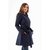 TRENCH COAT LARGO CON LAZO AZUL MARINO - comprar online