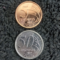 Set com 2 Moedas 2019 cunhadas na Holanda - 5 e 50 Centavos respectivamente - Flor de Cunho