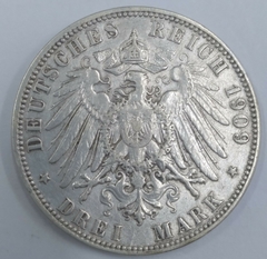 3 Marcos 1909 - Prata - Alemanha - Letra J