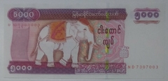 Myanmar - cédula de 5000 kyats (com elefante) - FE.