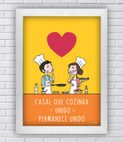 Quadro casal que cozinha junto