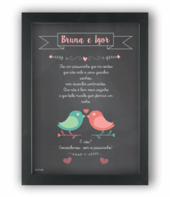 Quadro Chalkboard letras de música casal