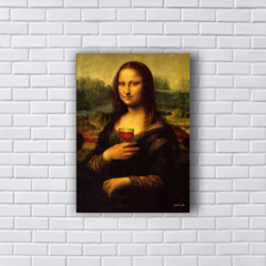 Placa Decorativa Quadro Mona Lisa com o Vinho