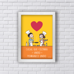 Quadro casal que cozinha junto