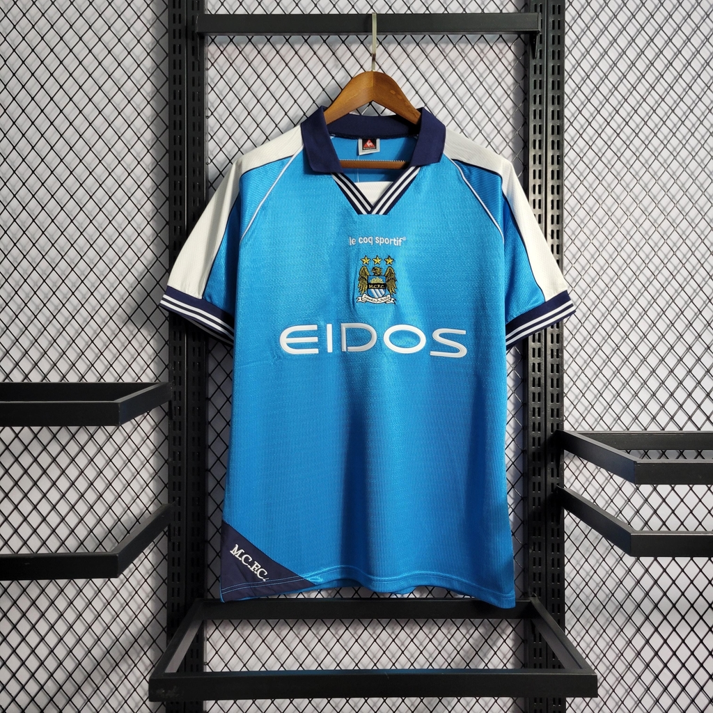 Camisa Manchester City Home 1 1999 01 Le Coq Sportif Retro Masculina