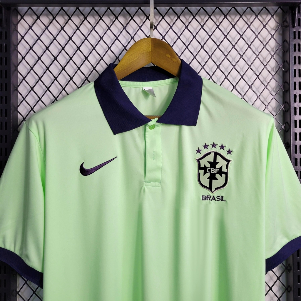 Camisa Brasil Light Green 2022 Nike Polo Masculina