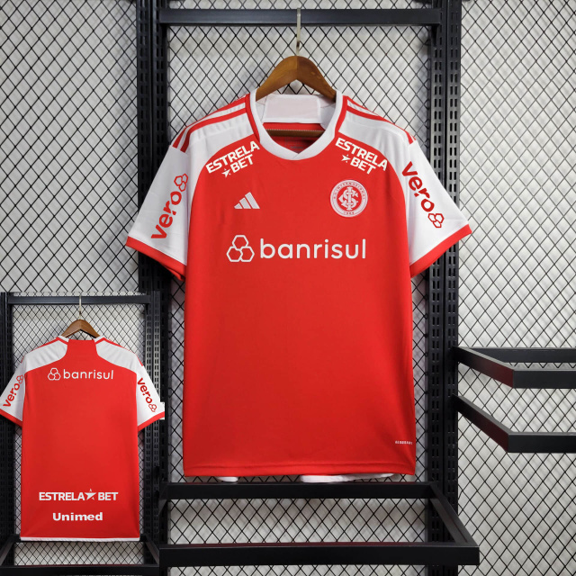 Camisa Internacional Home 1 2024 25 Adidas Torcedor Masculina com Patrocinios