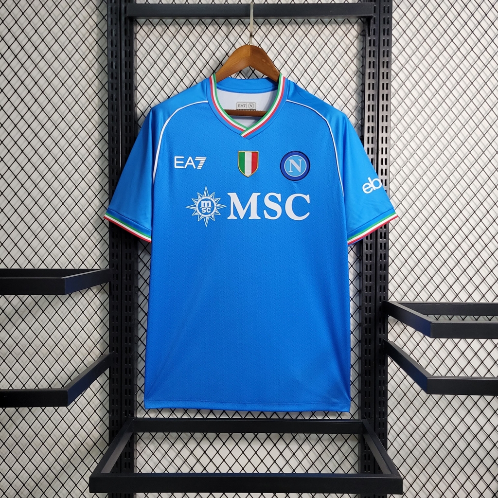 Camisa Napoli Home 1 2023 24 EA7 Torcedor Masculina