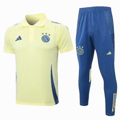 conjunto-de-treino-do-ajax-adidas-2024-2025-24-25-bege-amarelo-azul--escuro-pré-jogo-aquecimento-camisa-camiseta-polo-calça-calção-fresco-academia-treino-treinar-treinamento-malhar-novo-nova-lançamento-temporada-profissional-comprar-online-na-internet-fre