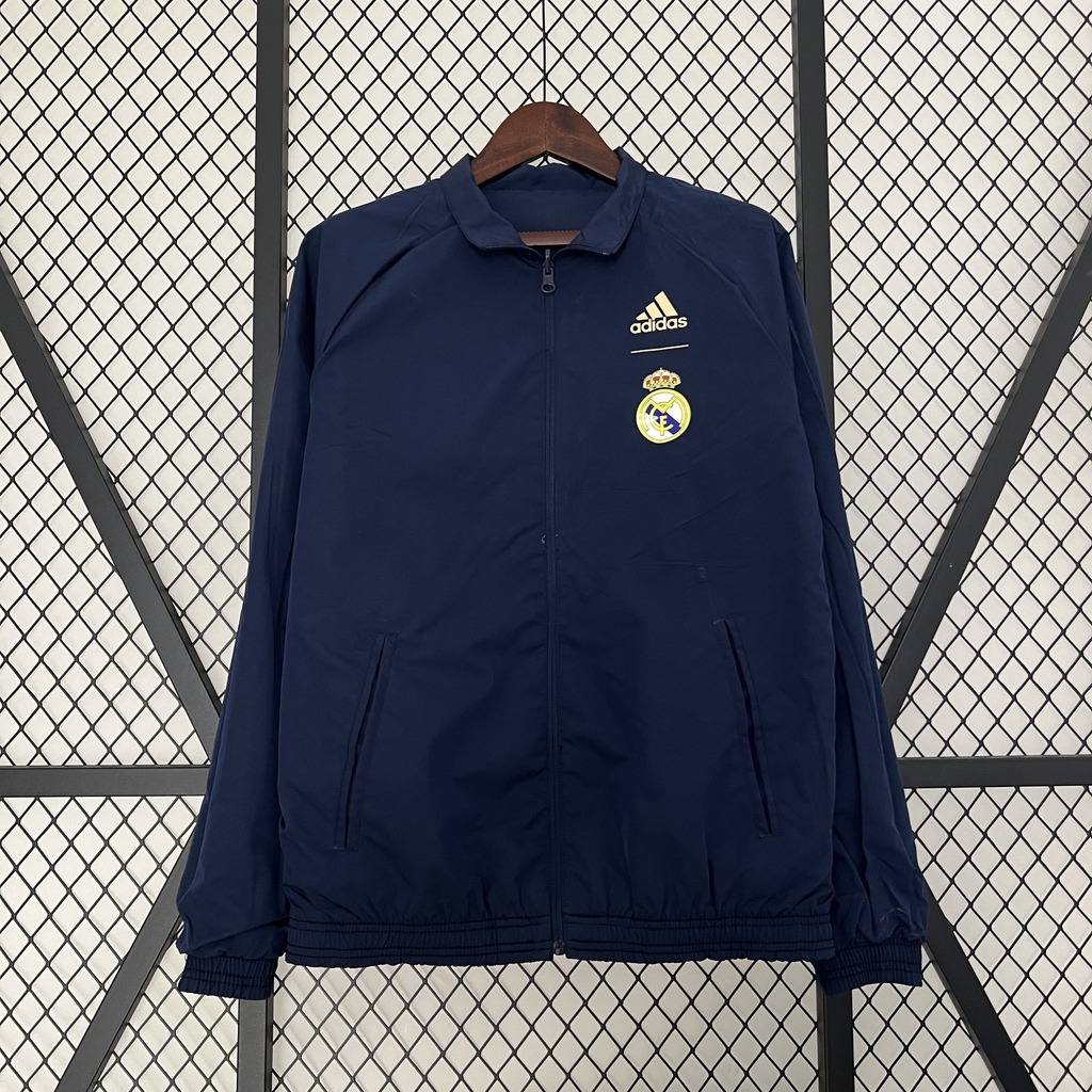 Jaqueta Corta Vento Real Madrid 2024 Dupla Face Adidas Masculina