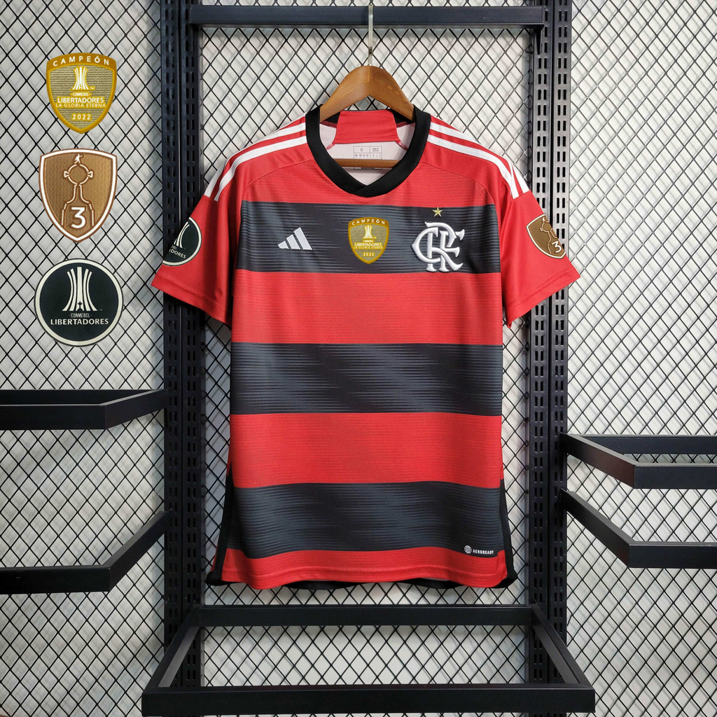 Camisa Flamengo Home (1) 2023/24 Adidas Torcedor Masculina com Patchs