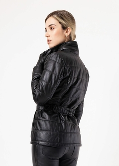 Jaqueta Puffer em Couro com Pele Tess - Special Collection