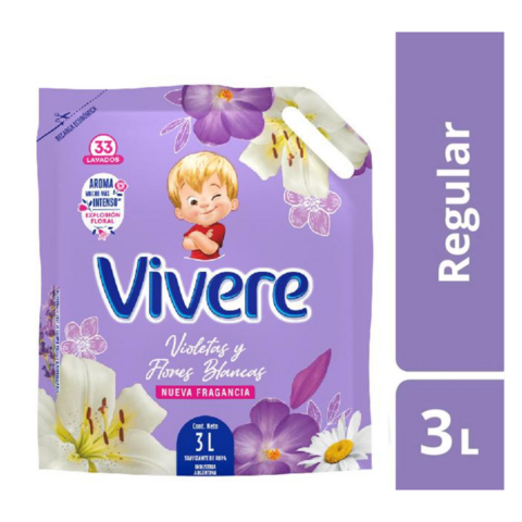 Suavizante Para Ropa Vivere Violetas y Flores Blancas Sachet x 3lts.