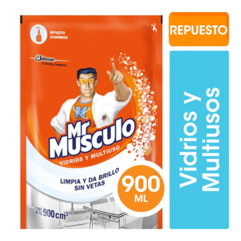 Limpiador de Vidrios y Multiuso Mr Musculo Sachet x 900ml