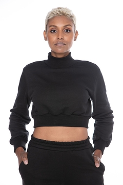 Cropped Moletom Gola Alta - Preto