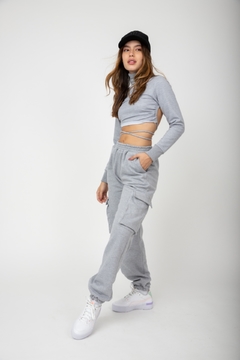 Cropped Moletom Amy - Cinza Mescla - comprar online