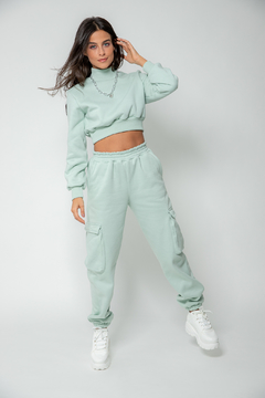 Cropped Moletom Gola Alta - Menta - Mia Brand