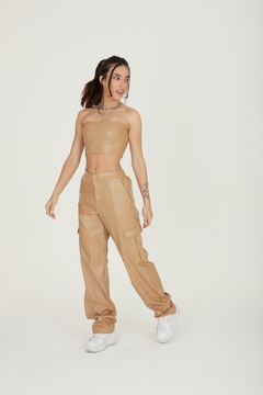 Calça Florence Couro Eco - Bege - comprar online