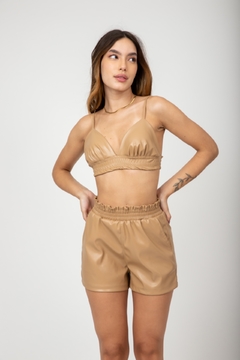 Shorts Alba Couro Eco - Bege