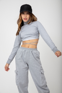 Cropped Moletom Amy - Cinza Mescla