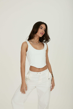 Corset Alma Couro Eco - Off White - loja online