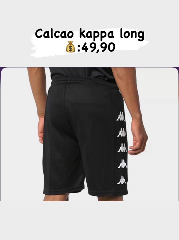 Calção de Futebol Kappa Long Masculino - Preto
