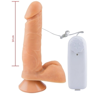 Pênis Realístico com Vibrador Externo Ventosa e Escroto 16x3,5cm Pura Luxuria