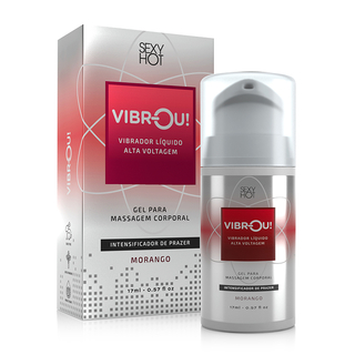 Linha Premium Sexy Hot Vibrou! Vibrador Líquido Extra Forte Sador Morango 17ml