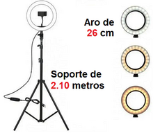 Aro De Luz Led 26 Cm Con Trípode Extensible 2 Metros