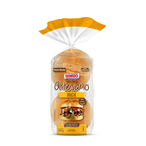 Pan de Hamburguesa Brioche Artesano (4u) x 240g - Bimbo