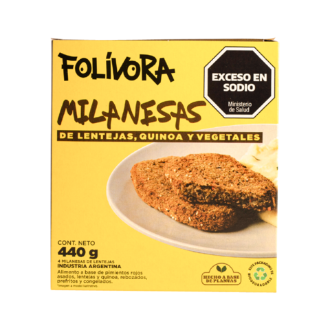 Milanesa de Lentejas, Quinoa y Vegetales Asados x 440g - Folivora