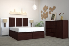 COMBO 4. JUEGO DORMITORIO HANDLE 160X2 - CAMA+RESPALDO+COMODA - Señores Muebles