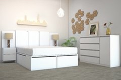 JUEGO DORMITORIO HANDLE 140X190 CAMA + RESPALDO + COMODA - comprar online