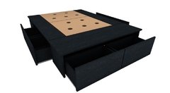 Box Cama 160x190 + Cómoda Nórdica 6 Cajones + 2 Mesas de Luz Nórdica 1 Cajón - comprar online