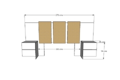 COMBO 4. JUEGO DORMITORIO HANDLE 180X2 - CAMA+RESPALDO+COMODA - tienda online