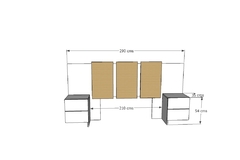 COMBO 4. JUEGO DORMITORIO HANDLE 2X2 - CAMA+RESPALDO+COMODA